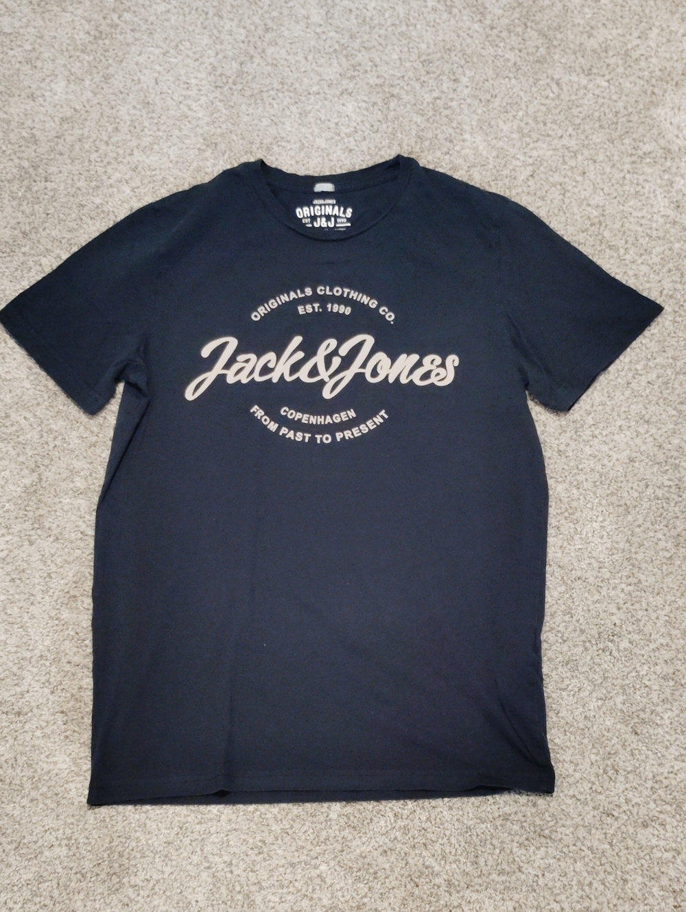 Jack & Jones Black Tee with Cream Logo